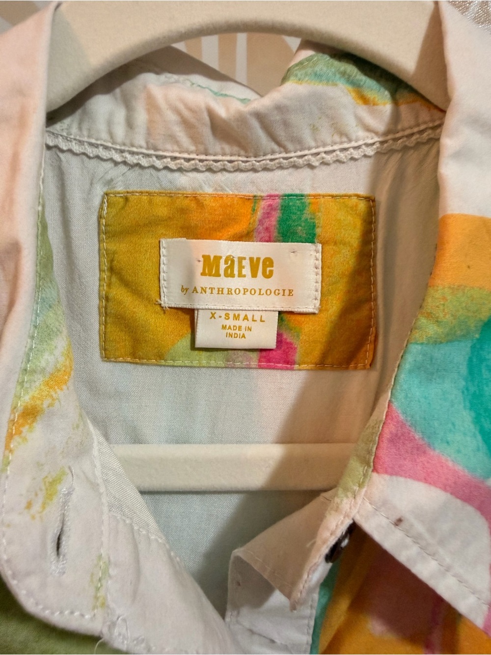 Anthropologie White Midi Dress with Pastel Multicolor Print - Picture 4 of 4